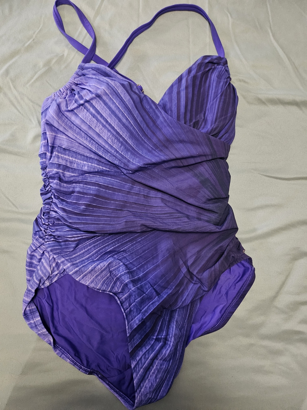 Calia Purple Pleated One-Piece Swimsuit